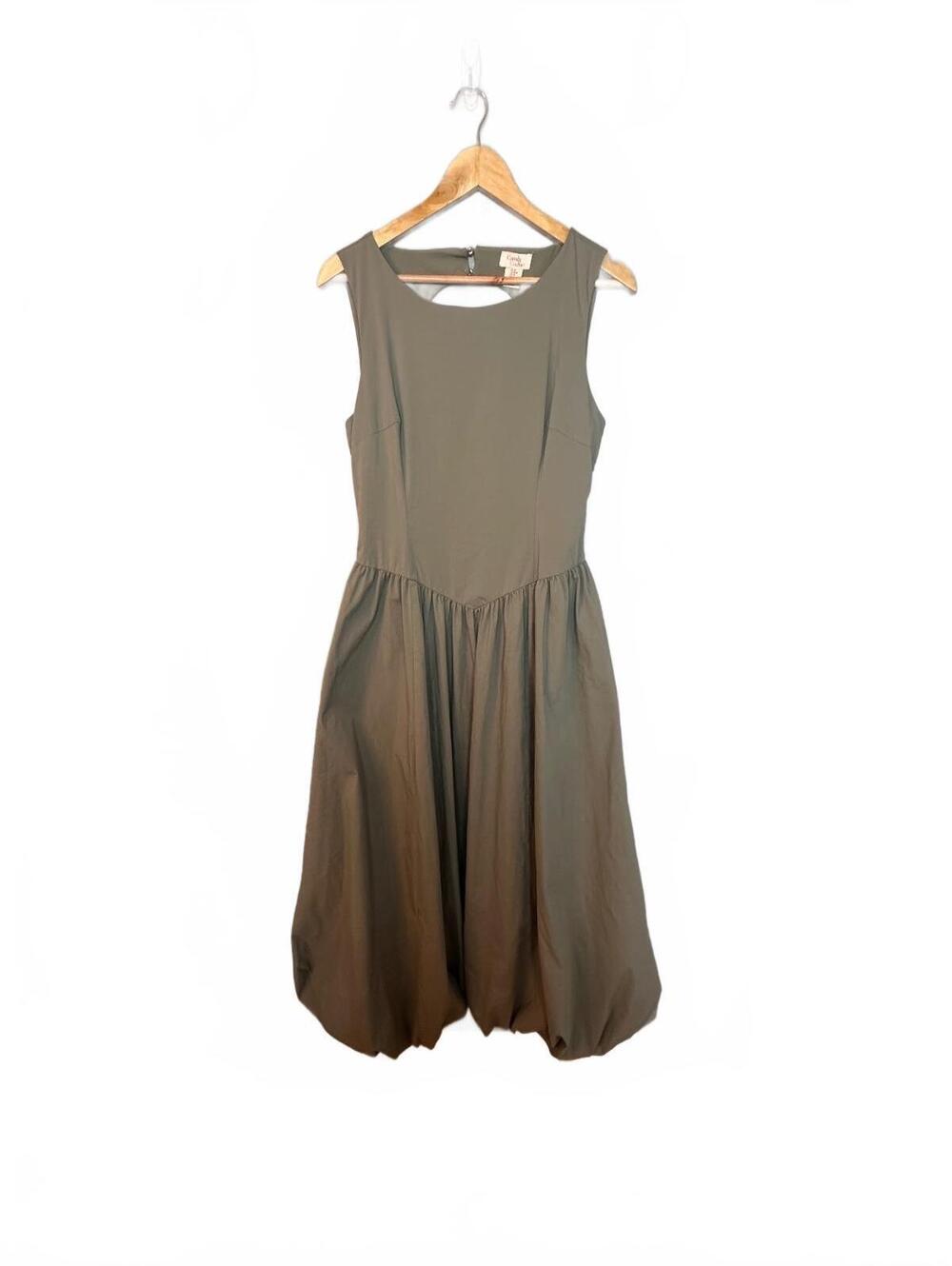 Camila Coelho Drop Waist Bubble Hem Open Back Midi/Maxi Dress in Sage Green M - Picture 2 of 9